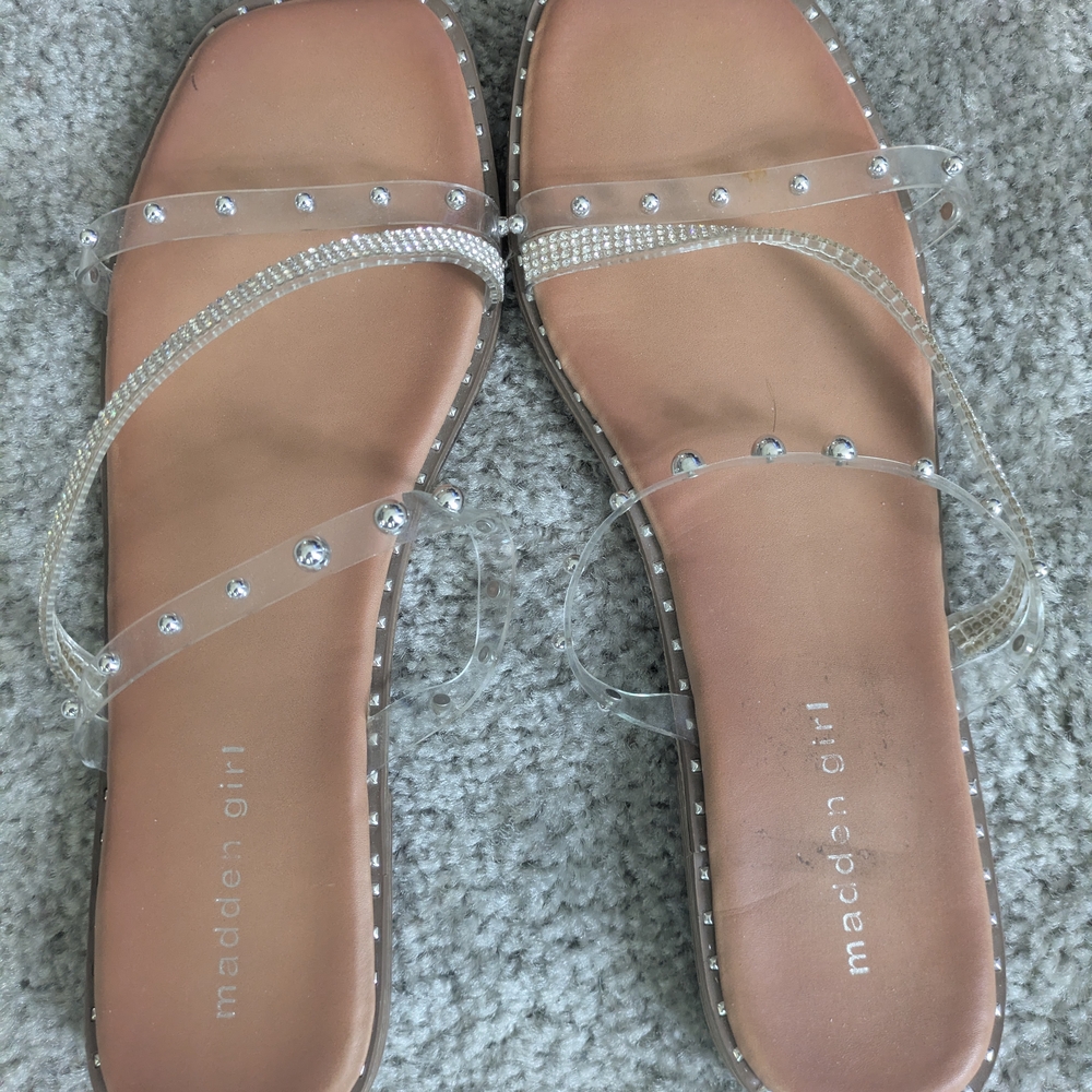Madden Girl Cream and Tan Studded Sandals Sz 9.5